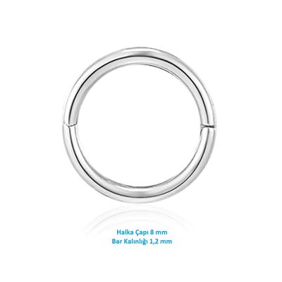 8 mm Silver Cerrahi Çelik Düz Halka Tragus Piercing Helix Kıkırdak Rook Daith