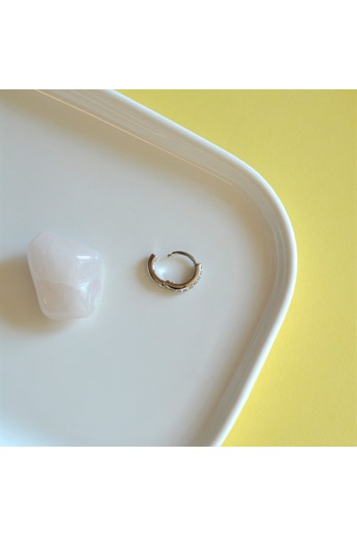 8 mm Silver Renk Taşlı Halka Piercing Tragus Helix Forward Helix Kıkırdak