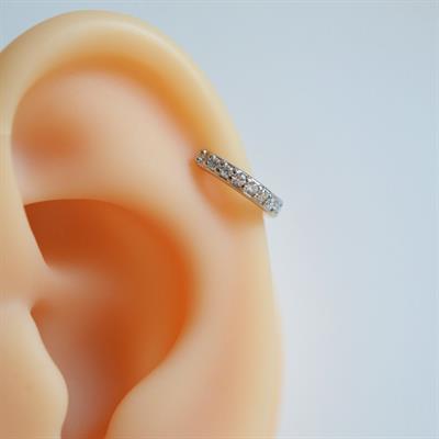 8 mm Silver Renk Taşlı Halka Piercing Tragus Helix Forward Helix Kıkırdak