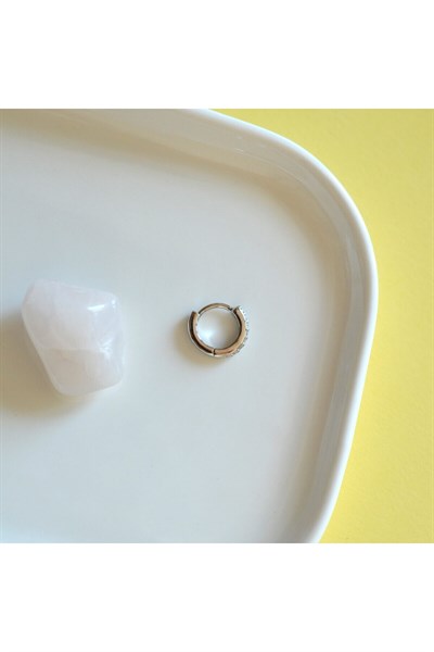 8 mm Silver Renk Taşlı Halka Piercing Tragus Helix Forward Helix Kıkırdak