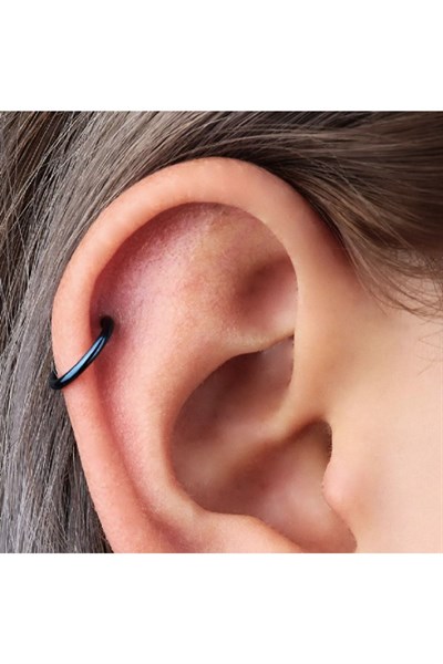 8 Mm Siyah Cerrahi Çelik Düz Halka Tragus Piercing Helix Kıkırdak Rook Daith