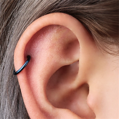 8 mm Siyah Cerrahi Çelik Düz Halka Tragus Piercing Helix Kıkırdak Rook Daith