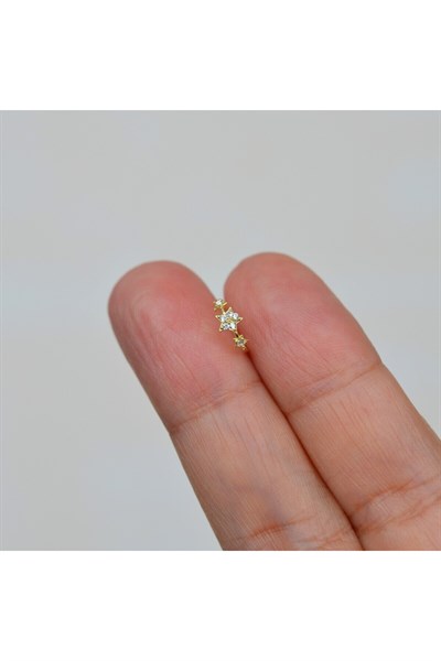 925 Ayar Gold Kaplama Minik Yıldızlı Halka Hızma