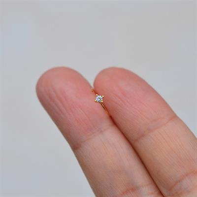 925 Ayar Gold Kaplama Tektaş Halka Hızma Tektaşlı