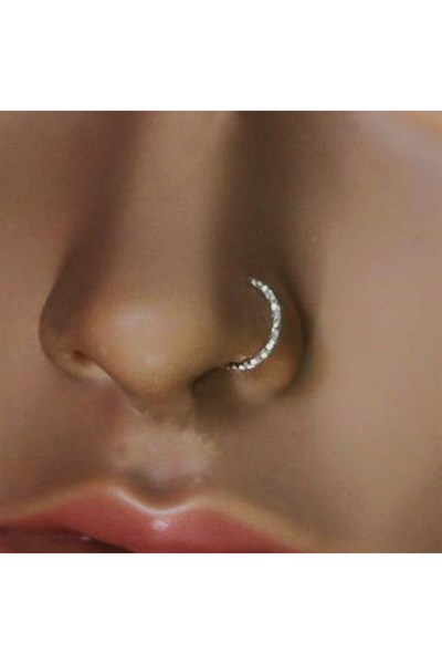 925 Ayar Gümüş Burgu Halka Hızma Burun Piercing 9 mm