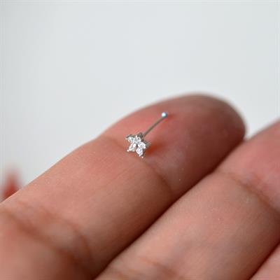 925 Ayar Gümüş Çiçek Hızma Burun Piercing