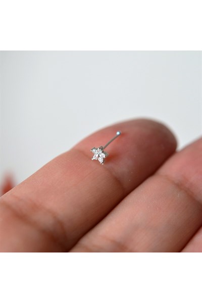 925 Ayar Gümüş Çiçek Hızma Burun Piercing