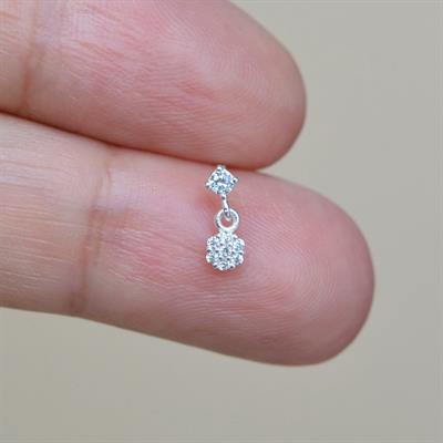925 Ayar Gümüş Çiçek Sallantılı Burun Hızma Piercing