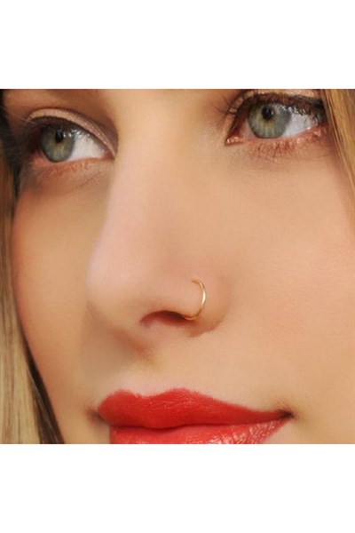925 Ayar Gümüş Halka Hızma Burun Piercing 10 mm Gold