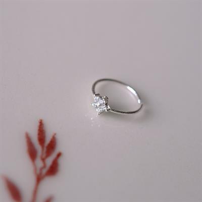 925 Ayar Gümüş Halka Taşlı Çiçek Hızma Burun Piercing 10 mm