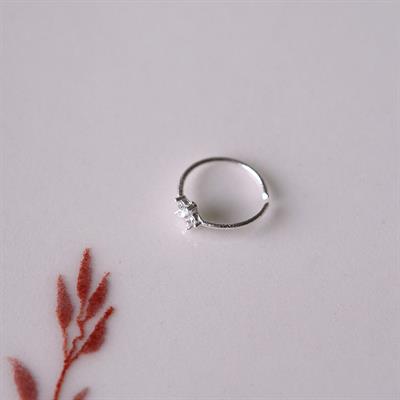 925 Ayar Gümüş Halka Taşlı Çiçek Hızma Burun Piercing 10 mm