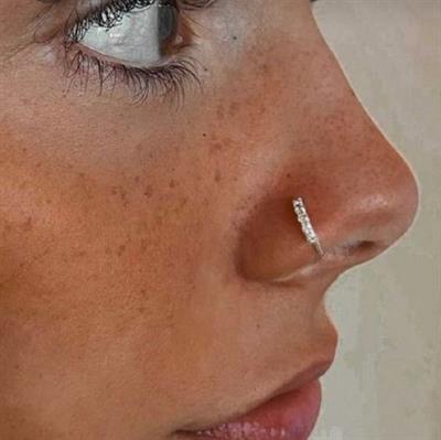 925 Ayar Gümüş Halka Taşlı Hızma Burun Piercing 9 mm Gümüş Renkli