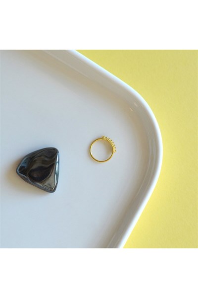925 Ayar Gümüş Halka Taşlı Hızma Burun Piercing 9 mm Gold Renkli