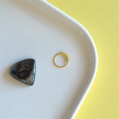 925 Ayar Gümüş Halka Taşlı Hızma Burun Piercing 9 mm Gold Renkli