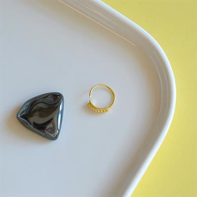 925 Ayar Gümüş Halka Taşlı Hızma Burun Piercing 9 mm Gold Renkli