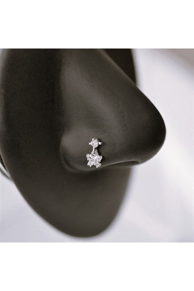 925 Ayar Gümüş Kelebek Sallantılı Hızma Kelebekli Burun Hızma Piercing