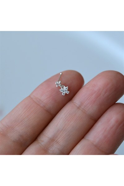 925 Ayar Gümüş Kelebek Sallantılı Hızma Kelebekli Burun Hızma Piercing