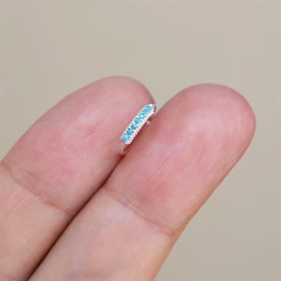 925 Ayar Gümüş Mavi Taşlı Firuze Halka Burun Piercing Turquaz Renkli