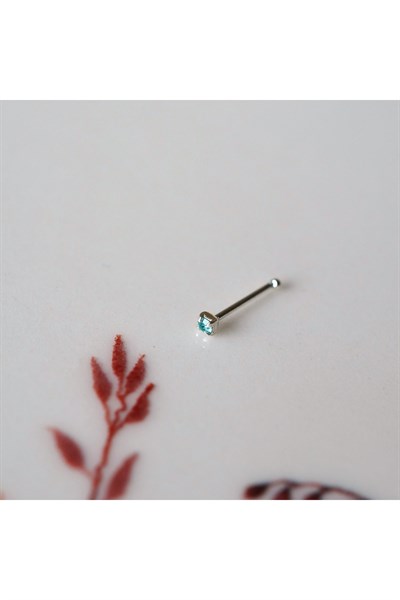 925 Ayar Gümüş Mavi Taşlı Hızma Burun Piercing