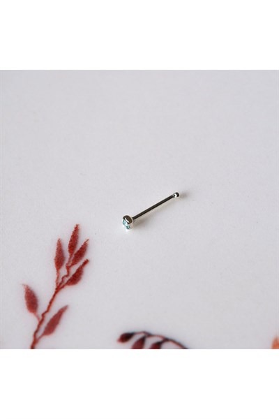 925 Ayar Gümüş Mavi Taşlı Hızma Burun Piercing