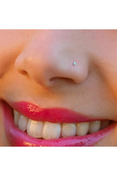 925 Ayar Gümüş Mavi Taşlı Hızma Burun Piercing