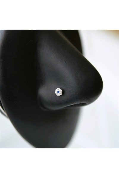 925 Ayar Gümüş Mini Nazar Çiçek Hızma Nazarlı Burun Piercing