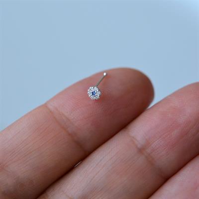 925 Ayar Gümüş Mini Nazar Çiçek Hızma Nazarlı Burun Piercing