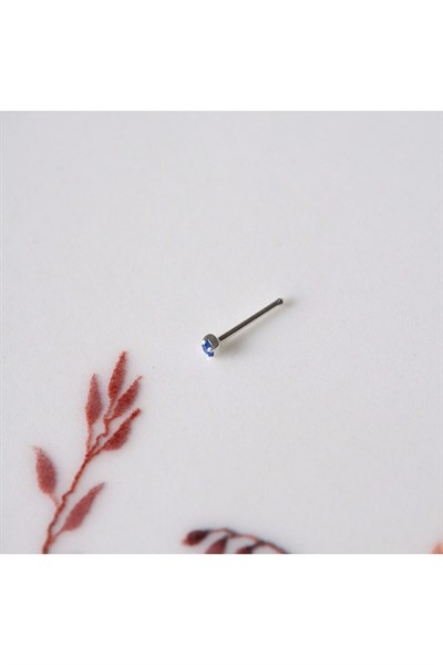925 Ayar Gümüş Parlamet Mavi Taşlı Hızma Burun Piercing