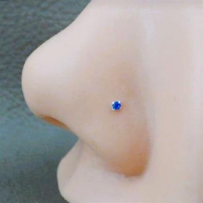 925 Ayar Gümüş Parlamet Mavi Taşlı Hızma Burun Piercing