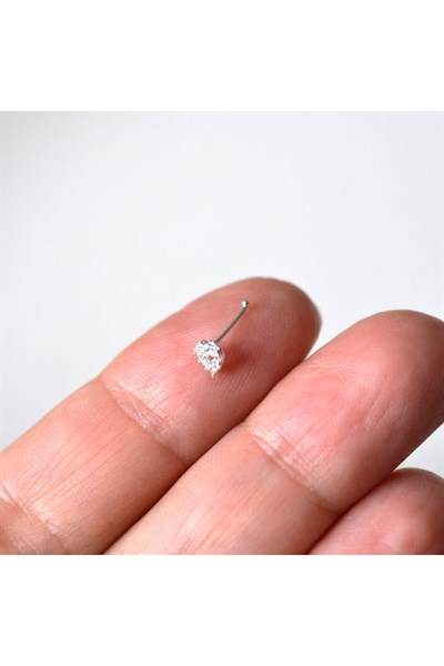 925 Ayar Gümüş Taşlı Kalp Model Hızma Burun Piercing