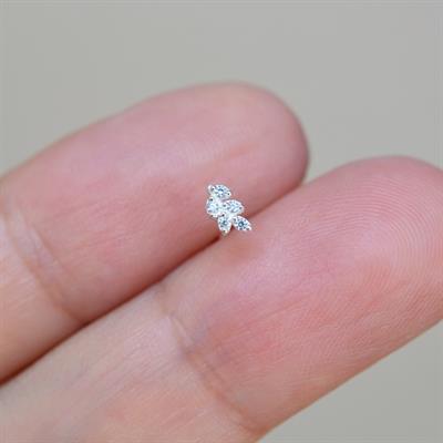 925 Ayar Mini Yaprak  Model Hızma  Çiçek Figürlü Burun Piercingi