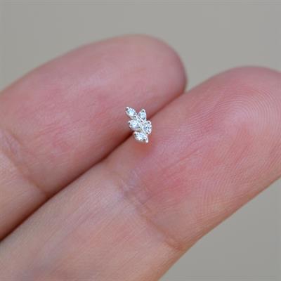 925 Ayar Mini Yaprak  Model Hızma  Çiçek Figürlü Burun Piercingi