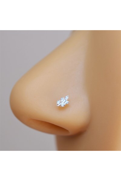 925 Ayar Mini Yaprak Model Hızma Çiçek Figürlü Burun Piercingi