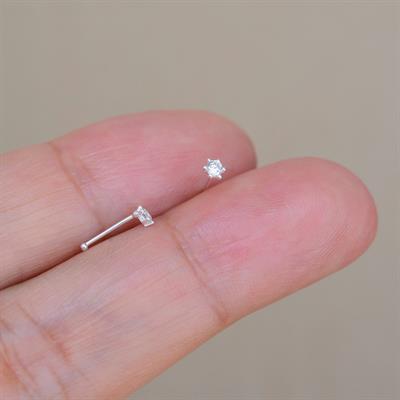 925 Ayar Tektaş Hızma Taşlı Burun Piercing 2 mm