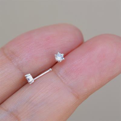 925 Ayar Tektaş Hızma Taşlı Burun Piercing 3 mm