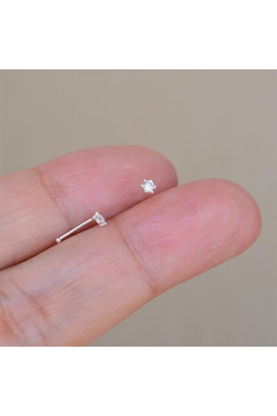 925 Ayar Tektaş Hızma Taşlı Burun Piercing 2 mm