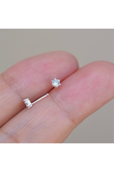 925 Ayar Tektaş Hızma Taşlı Burun Piercing 3 mm
