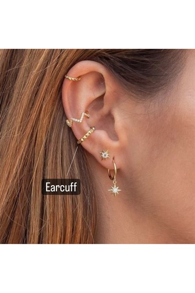 Altın Kaplama Gold İnce Earcuff Sıkıştırma Kıkırdak