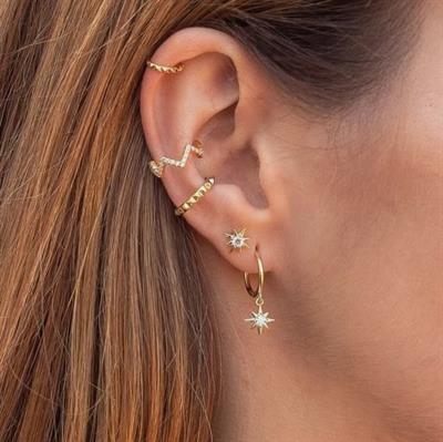 Altın Kaplama Gold İnce Earcuff Sıkıştırma Kıkırdak