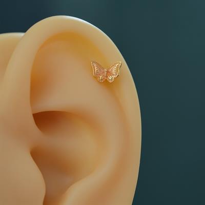 Altın Kelebekli Piercing Çelik Helix Kıkırdak Conch Lob Gold