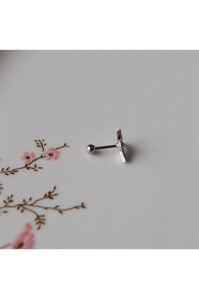 Anka Kuşu Helix Piercing Kıkırdak Cerrahi Çelik Gümüş Renk