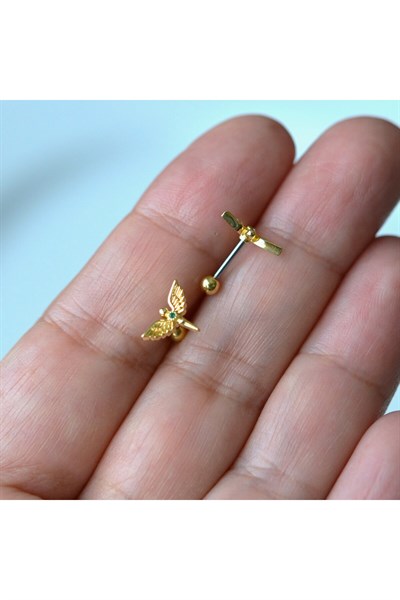 Anka Kuşu Helix Piercing Kıkırdak Cerrahi Çelik Gold Renk