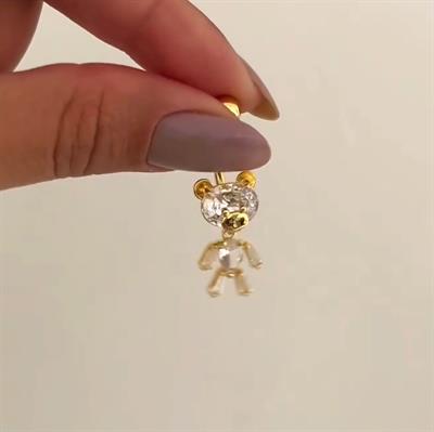 Ayıcıklı Göbek Piercingi Ayıcık Figürlü Göbek Piercing Gold