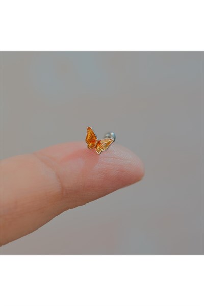 Bakır Renk Kelebekli Piercing Helix Kıkırdak Conch Lob Silver