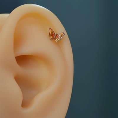 Bakır Renk Kelebekli Piercing Helix Kıkırdak Conch Lob Silver