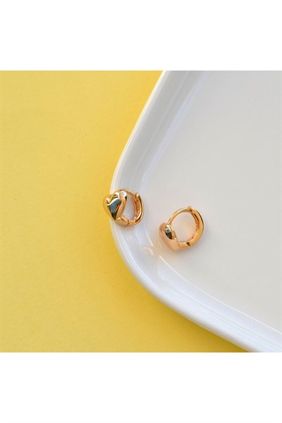 Bombeli Kalpli Halka Küpe Kalpli Küpe Rose Gold Renk