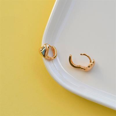 Bombeli Kalpli Halka Küpe Kalpli Küpe Rose Gold Renk