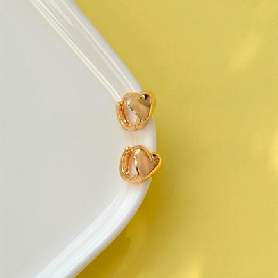 Bombeli Kalpli Halka Küpe Kalpli Küpe Rose Gold Renk