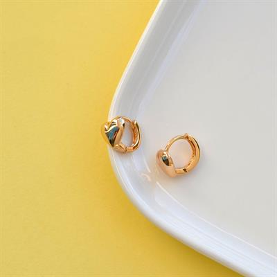 Bombeli Kalpli Halka Küpe Kalpli Küpe Rose Gold Renk