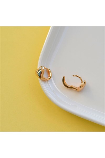 Bombeli Kalpli Halka Küpe Kalpli Küpe Rose Gold Renk